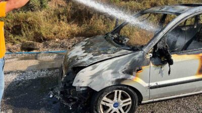 MİLAS’TA SEYİR HALİNDEKİ ARAÇ ALEV ALDI