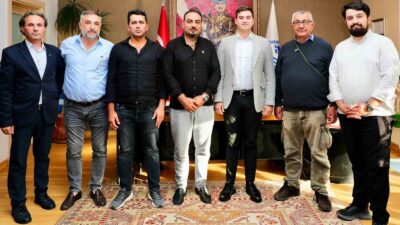 BODRUM GAZETECİLER CEMİYETİ ÜYELERİ, KAYMAKAM ÇİT VE BAŞKAN MANDALİNCİ İLE