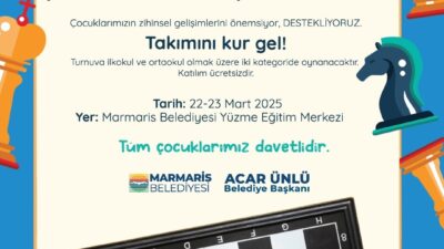 Marmaris Belediyesi 22-23 Mart tarihleri arasında satranç turnuvası düzenliyor. Takımlar