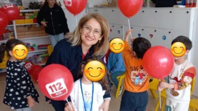 Muğla’da 112 Acil Çağrı Merkezi’nin bilinirliliğini artırmak amacıyla Şemsiana Anaokulu’nun