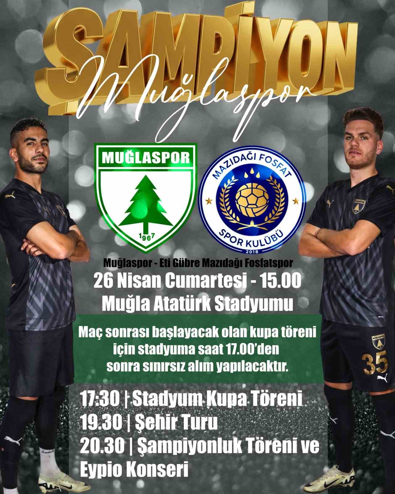 Muğlaspor’da Şampiyonluk coşkusu yaşanacak 3. lig 2. grupta