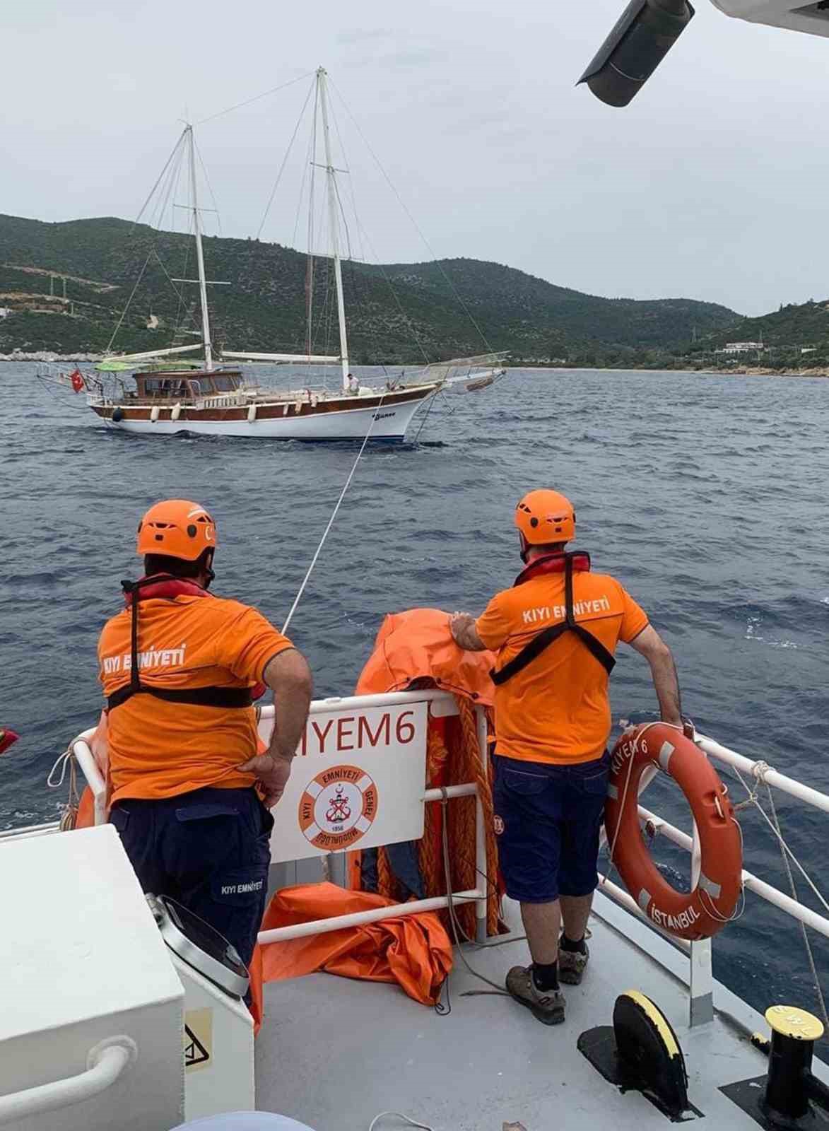 Su alan 22 metrelik tekneyi KIYEM ekipleri kurtardı Muğla’nın Bodrum ilçesi açıklarında