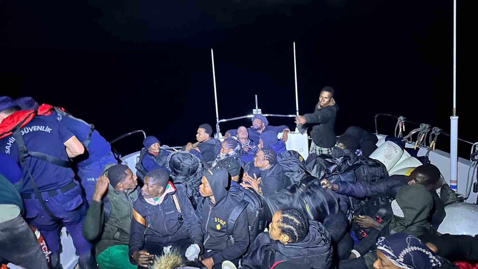Muğla’nın Fethiye ilçesinde açıklarında lastik bot içerisinde 15’i çocuk toplam