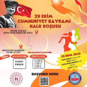 Muğla’nın Köyceğiz ilçesinde 29 Ekim Cumhuriyet Bayramı kapsamında halk koşusu