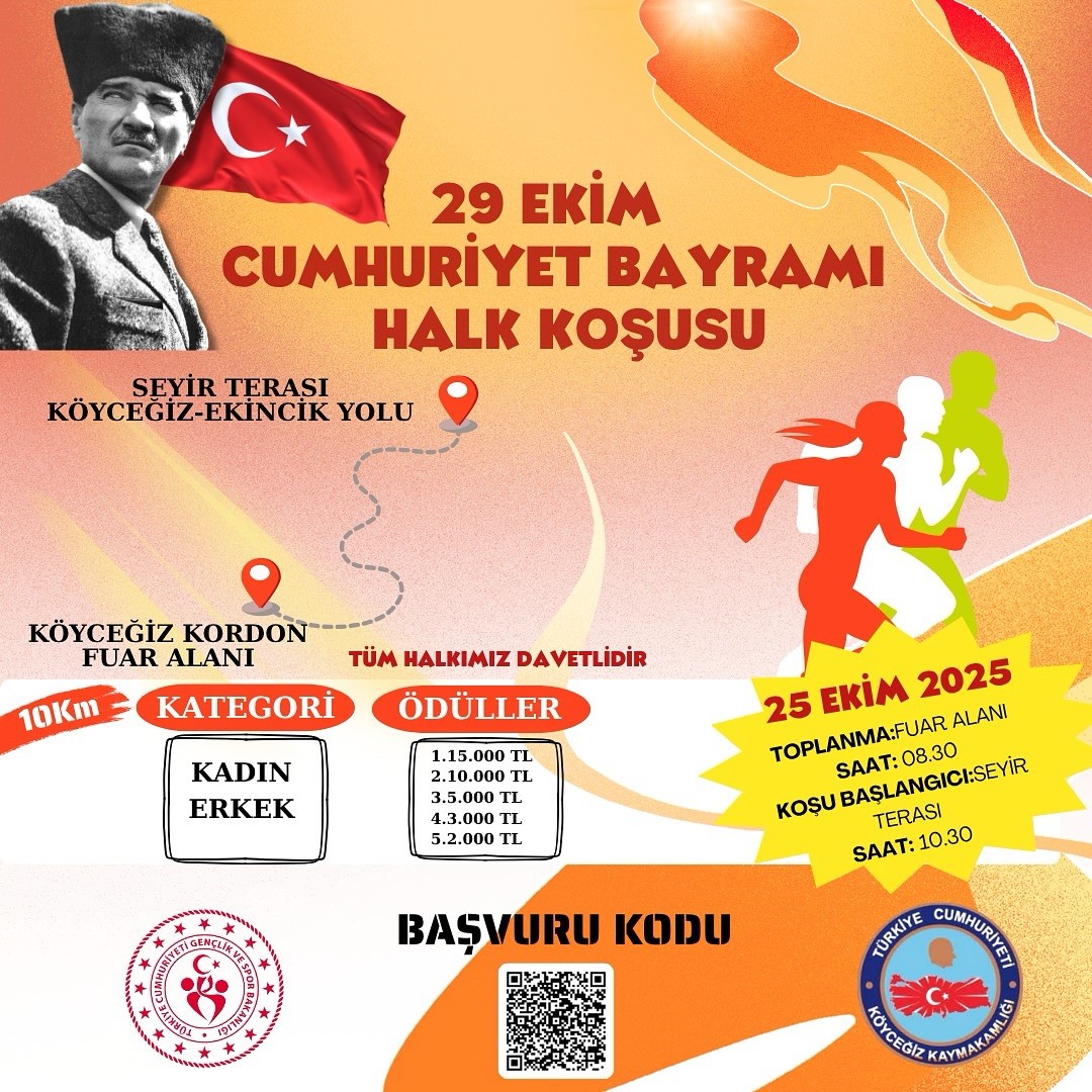 Muğla’nın Köyceğiz ilçesinde 29 Ekim Cumhuriyet Bayramı kapsamında halk koşusu