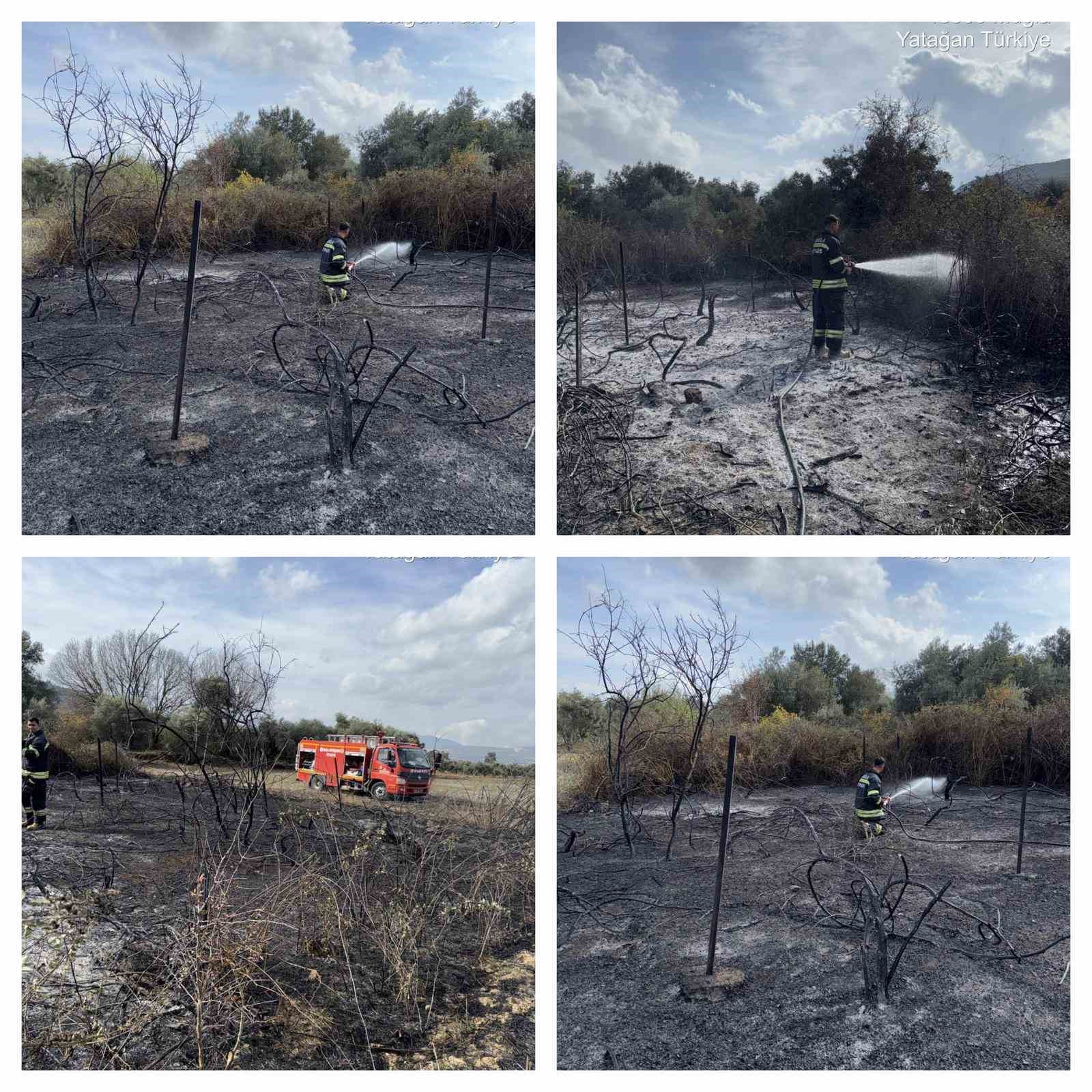 Muğla’nın Yatağan ilçesi Bozüyük Mahallesi’nde çıkan yangın, Muğla Büyükşehir Belediyesi