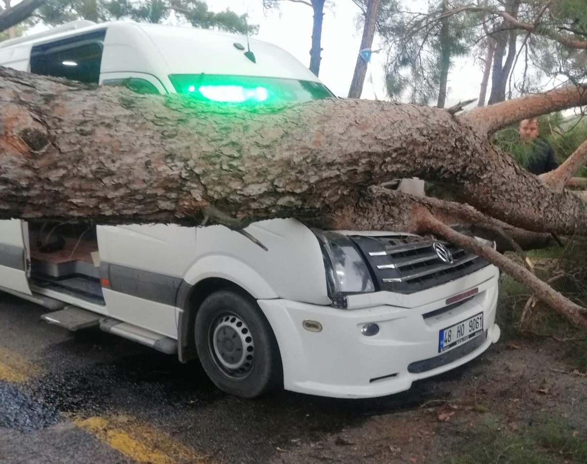 Muğla’nın Yatağan ilçesinde meydana gelen ilginç kazada, seyir halindeki bir