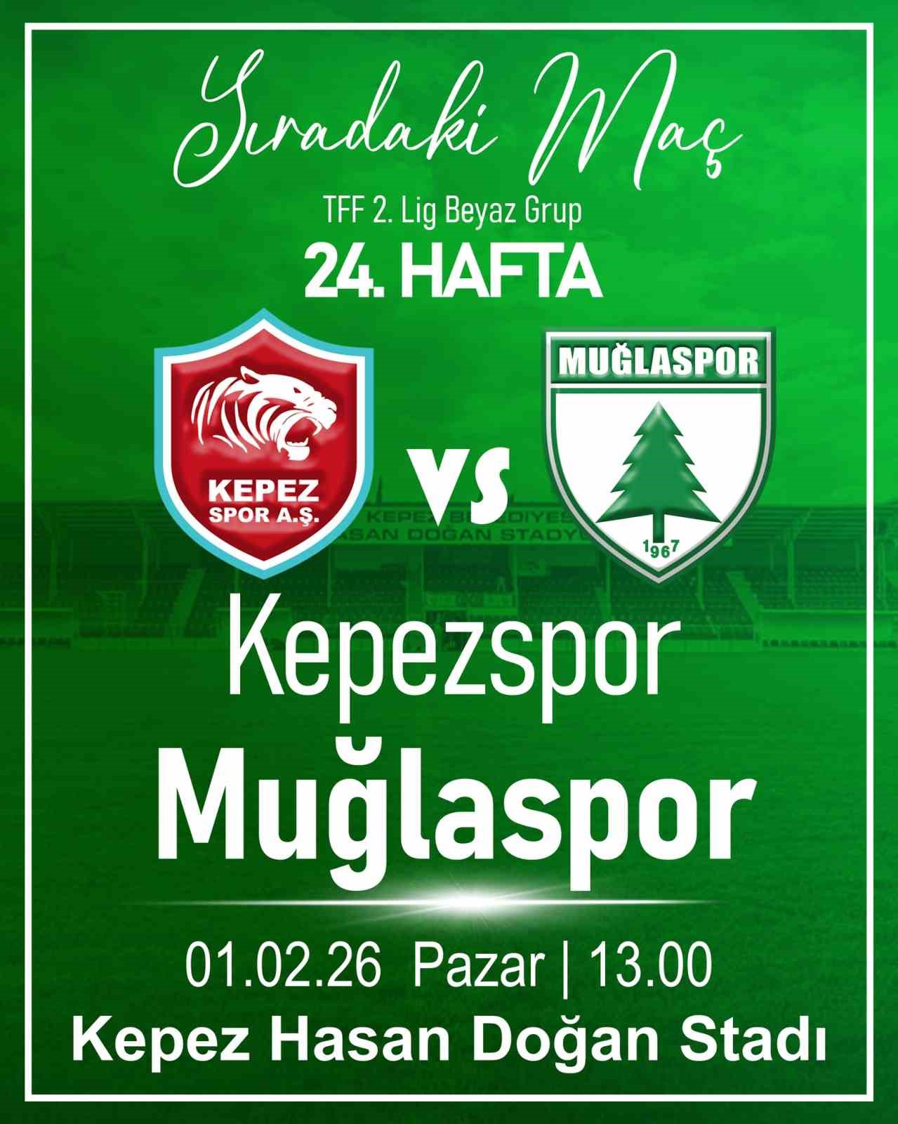 TFF 2. Lig 24. hafta mücadelesinde Muğlaspor, deplasmanda Kepezspor ile