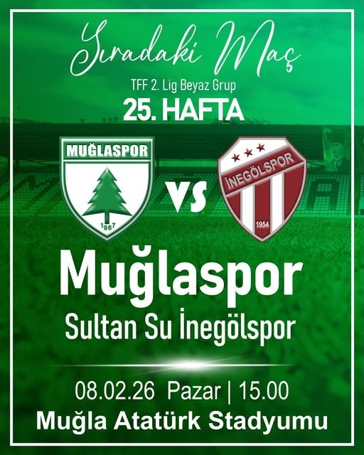 TFF 2. Lig Beyaz Grup’ta şampiyonluk mücadelesi veren Muğlaspor, 25.