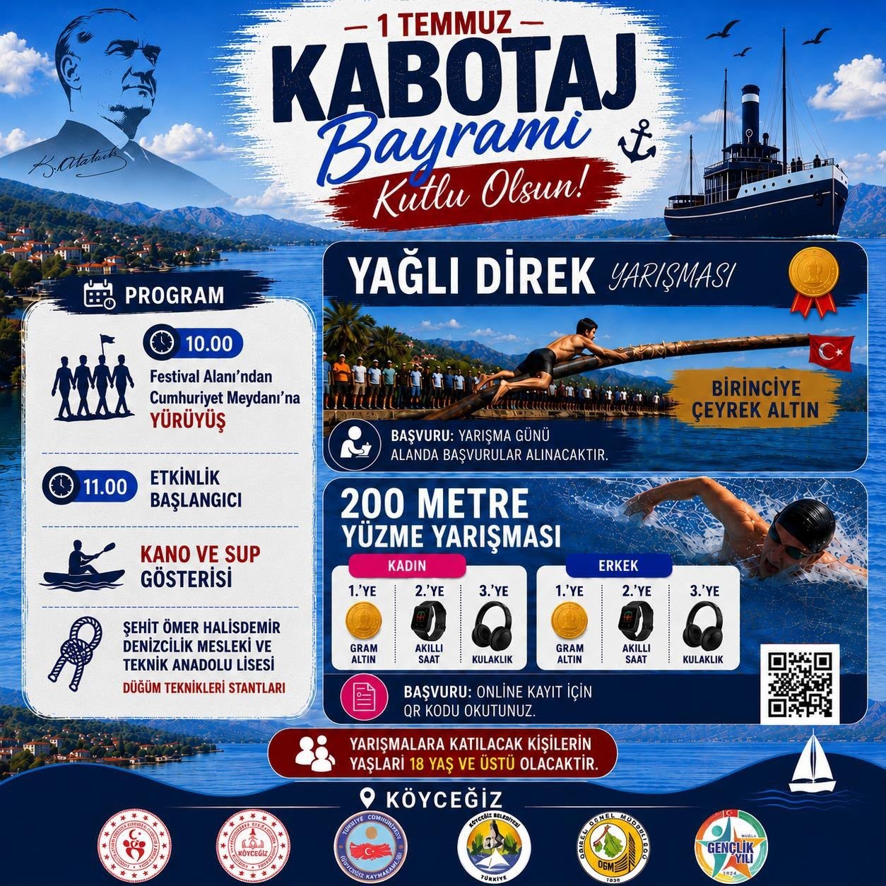 Muğla’nın Köyceğiz ilçesinde 1 Temmuz Denizcilik ve Kabotaj Bayramı kutlama