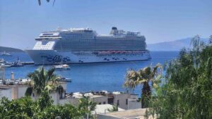 Malta bayraklı "Aroya" adlı dev yolcusu gemisi Muğla’nın Bodrum ilçesine