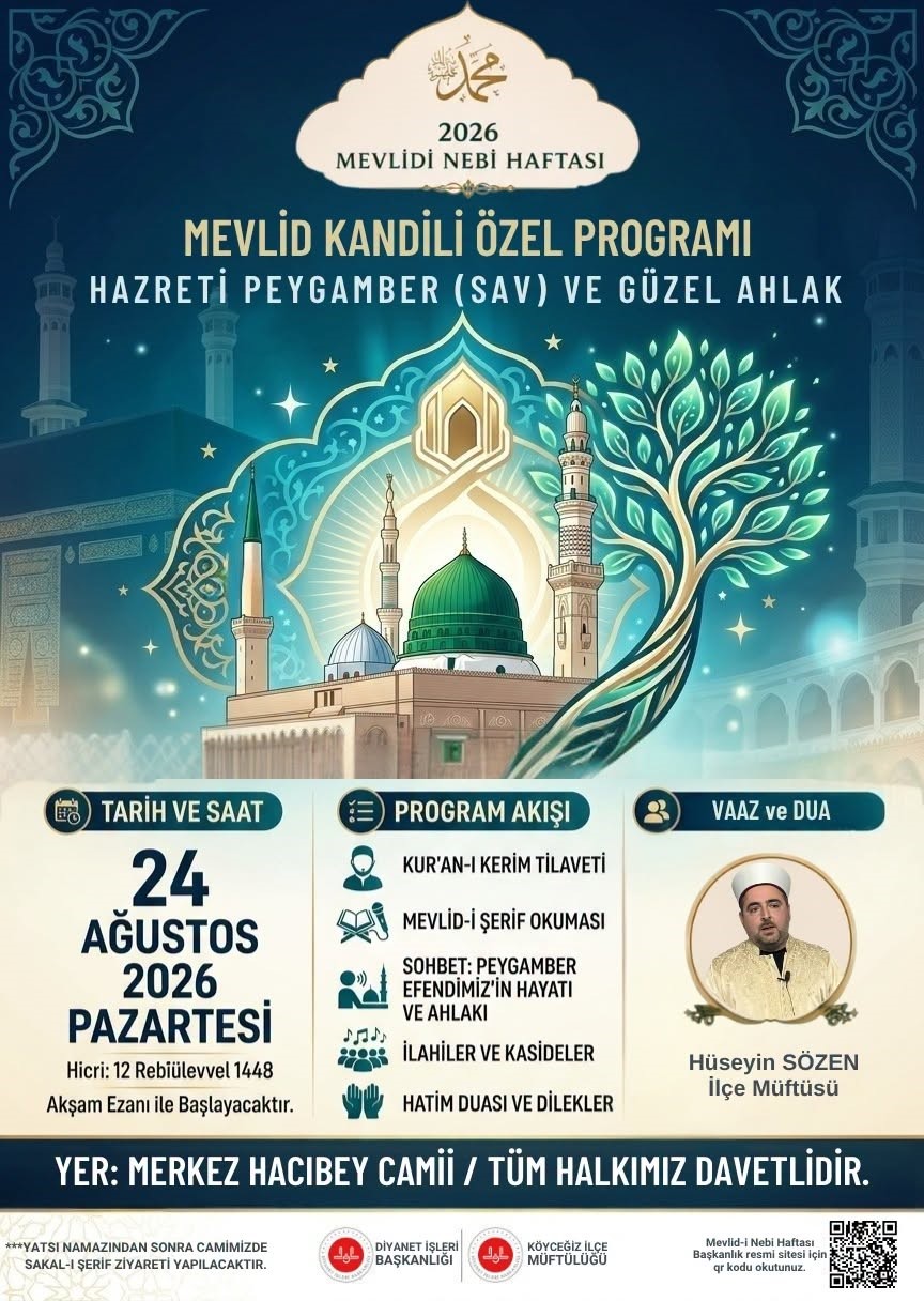 Muğla’nın Köyceğiz ilçesinde Müftülük tarafından düzenlenen özel programlarla Mevlid Kandili