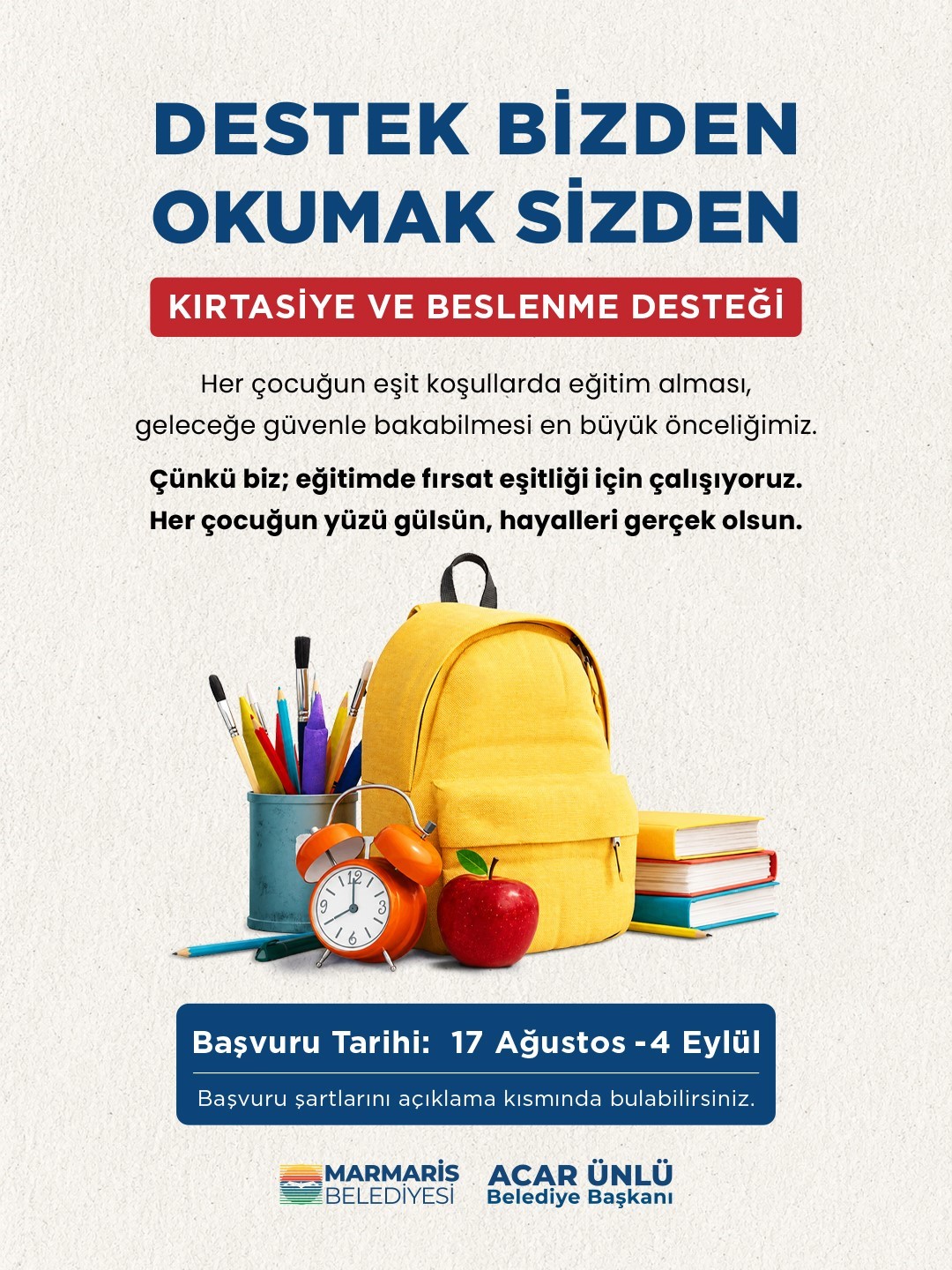 Marmaris Belediyesi, eğitimde fırsat eşitliğini güçlendirmek ve her çocuğun eşit