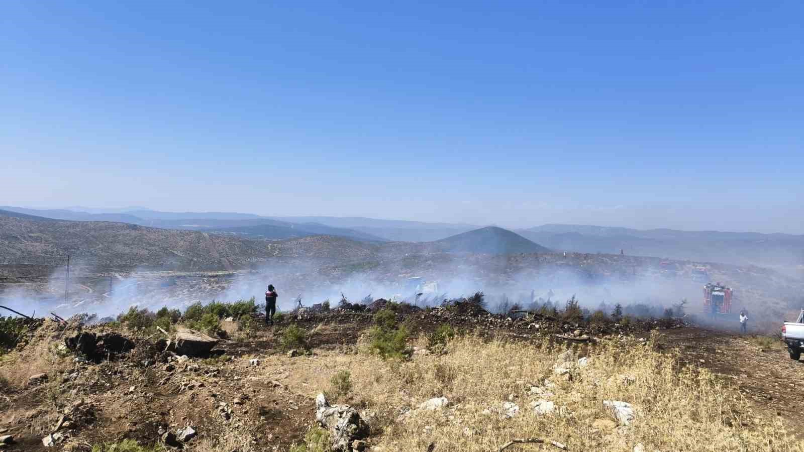 Muğla’nın Menteşe ilçesi Kozağaç Mahallesi’ndeki makilik alanda çıkan yangın ekiplerin