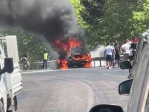 Muğla’nın Seydikemer ilçesinde seyir halindeki bir otomobilde çıkan yangın paniğe