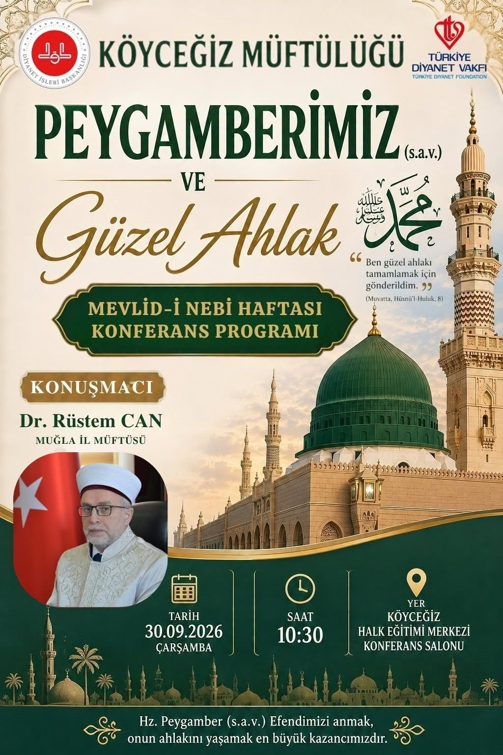 Muğla’nın Köyceğiz İlçe Müftülüğü tarafından Mevlid-i Nebi Haftası münasebetiyle konferans