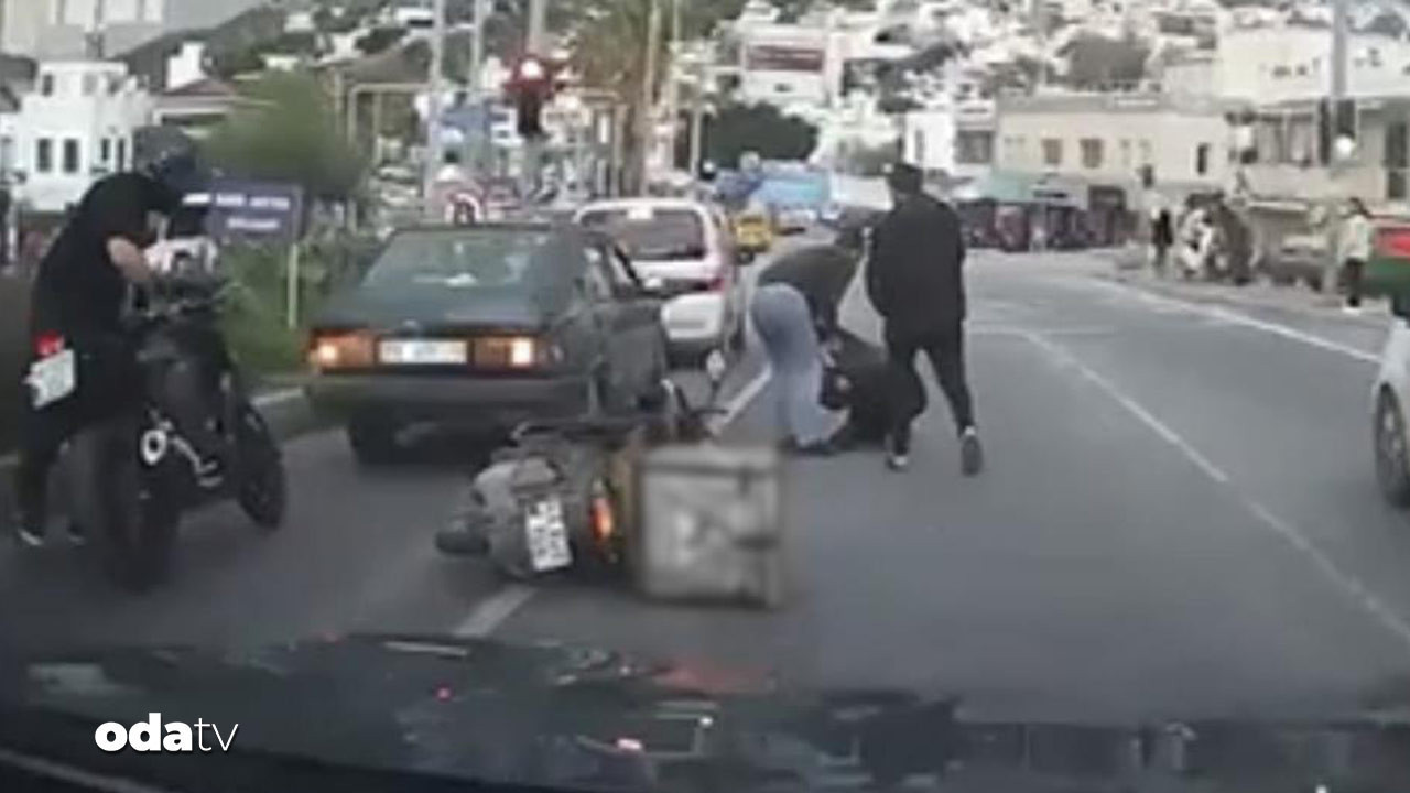 Muğla’nın Bodrum ilçesinde trafikte tartıştıkları kuryeyi yol ortasında darbeden iki